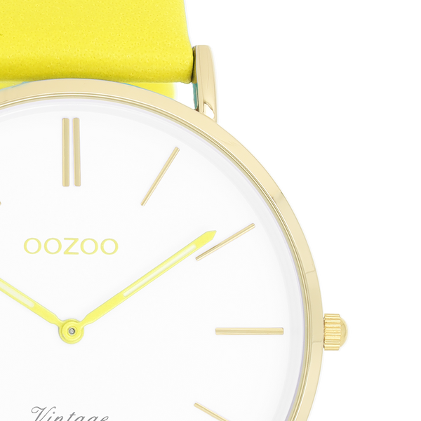 OOZOO Vintage - C20317 - Damen - Leder-Armband - Neongelb/Gold