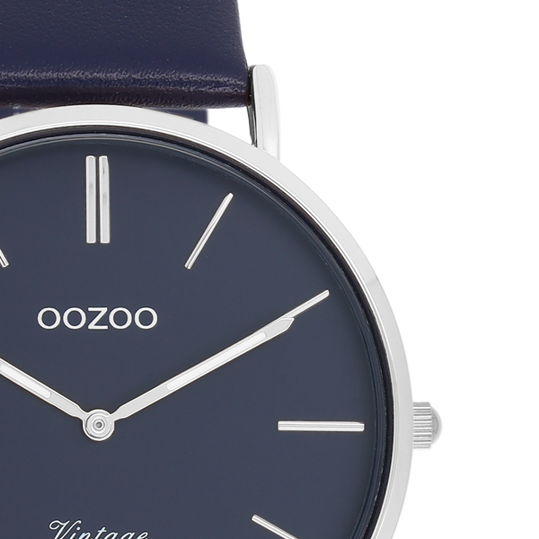 OOZOO Vintage - C20328 - Damen - Leder-Armband - Dunkelblau/Silber
