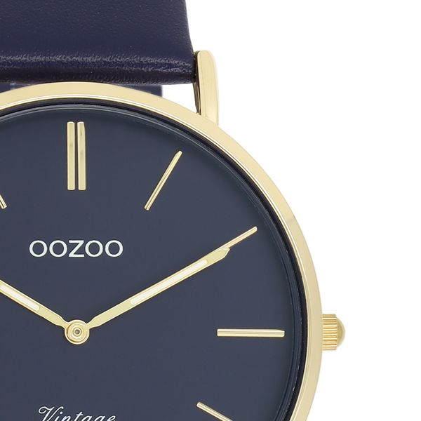 OOZOO Vintage - C20329 - Damen - Leder-Armband - Dunkelblau/Gold