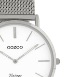 OOZOO Vintage - C9902 - Unisex - Edelstahl-Mesh-Armband - Silber/Weiß 36mm