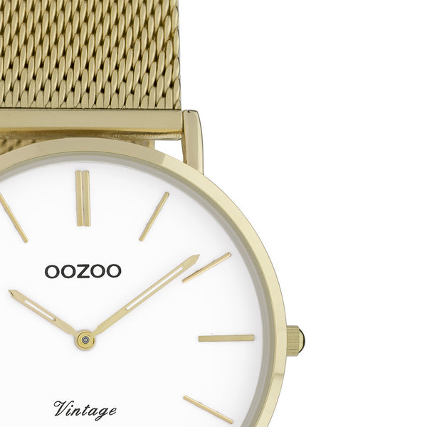 OOZOO Vintage - C9911 - Unisex - Edelstahl-Mesh-Armband - Gold/Weiß