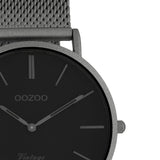 OOZOO Vintage - C9930 - Unisex - Edelstahl-Mesh-Armband - Titan/Schwarz