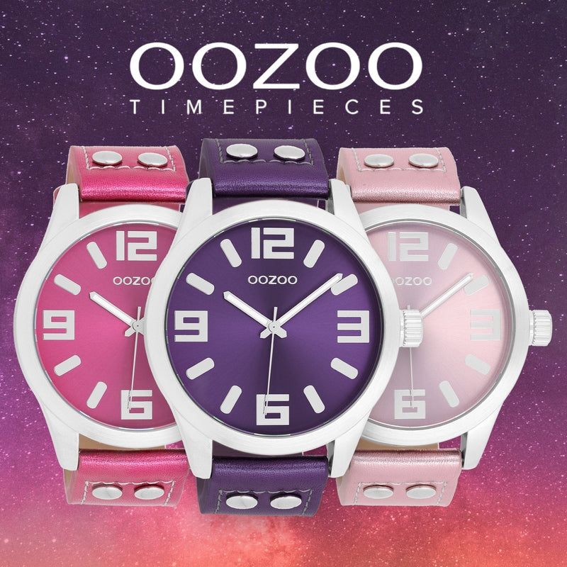 OOZOO Timepieces - C1083 - Damen - Leder-Armband - Rosa/Metallic