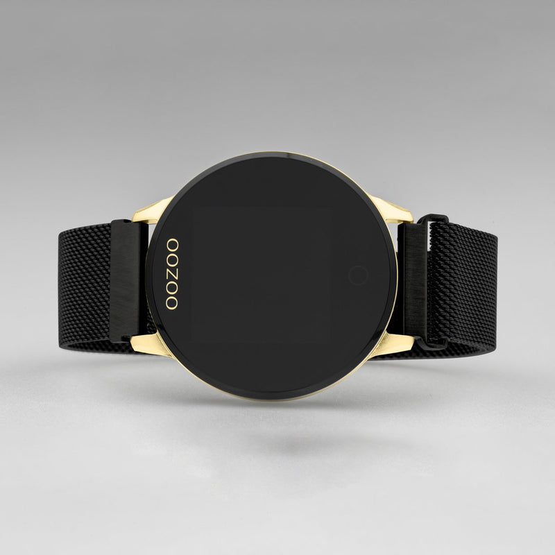 OOZOO Smartwatches - Unisex - Edelstahl-Mesh-Armband - Schwarz/Gold