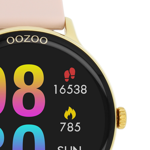 OOZOO Smartwatches - Q00131 - Silikon-Armband - Gold/Pinkgrau