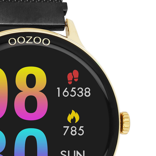 OOZOO Smartwatches - Q00137 - Edelstahl-Mesh-Armband - Gold/Schwarz