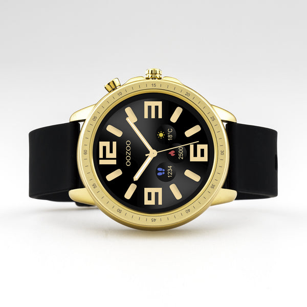 OOZOO Smartwatches - Unisex - Silikon-Armband - Schwarz/Gold