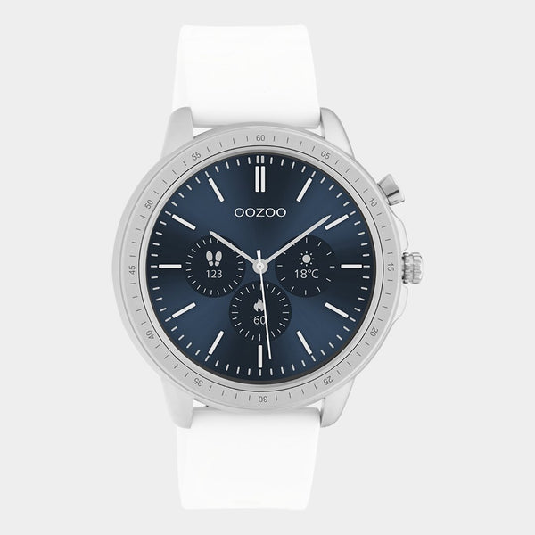OOZOO Smartwatches - Unisex - Silikon-Armband - Weiß/Silber