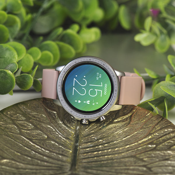 OOZOO Smartwatches - Unisex - Silikon-Armband - Rosa/Silber