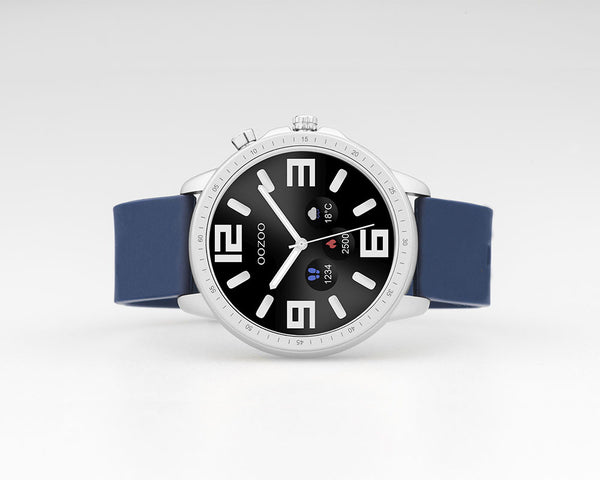 OOZOO Smartwatches - Unisex - Silikon-Armband - Blau/Silber