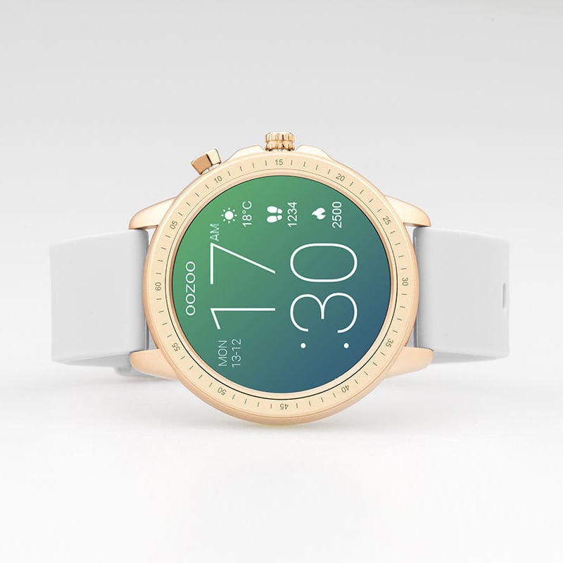OOZOO Smartwatches - Unisex - Silikon-Armband - Steingrau/Roségold